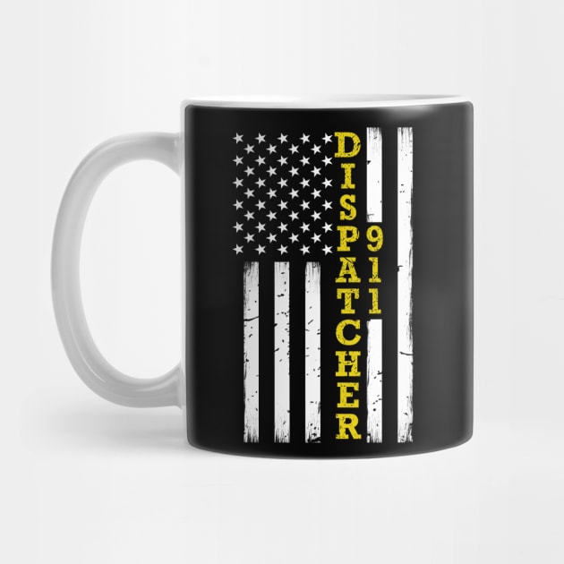 Thin Gold Line Flag 911 Dispatcher by bluelinemotivation